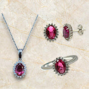 Sophisticated 14K White Gold Red Gemstone Jewelry Collection