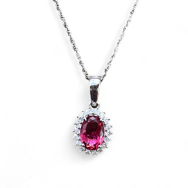 Sophisticated 14K White Gold Red Gemstone Jewelry Collection