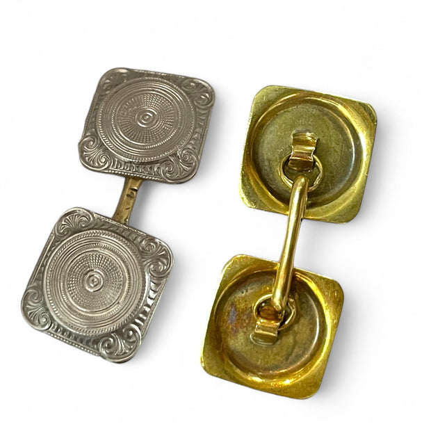 Antique 14K Gold & Platinum Edwardian Deco Cufflinks