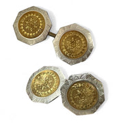 Vintage 14K Yellow Gold and Platinum Deco Cufflinks