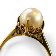 Vintage 14K Yellow Gold Mikimoto Pearl Ring