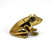 Exquisite Tiffany & Co. 14K Gold Frog Pin with Sparkling Diamond Eyes