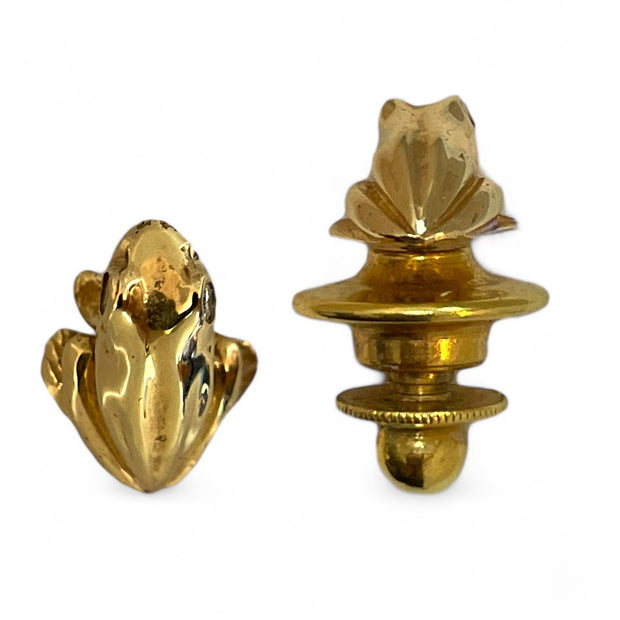 Exquisite Tiffany & Co. 14K Gold Frog Pin with Sparkling Diamond Eyes