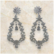 Whimsical Bloom: 14K White Gold Flower and Tree Diamond Earrings