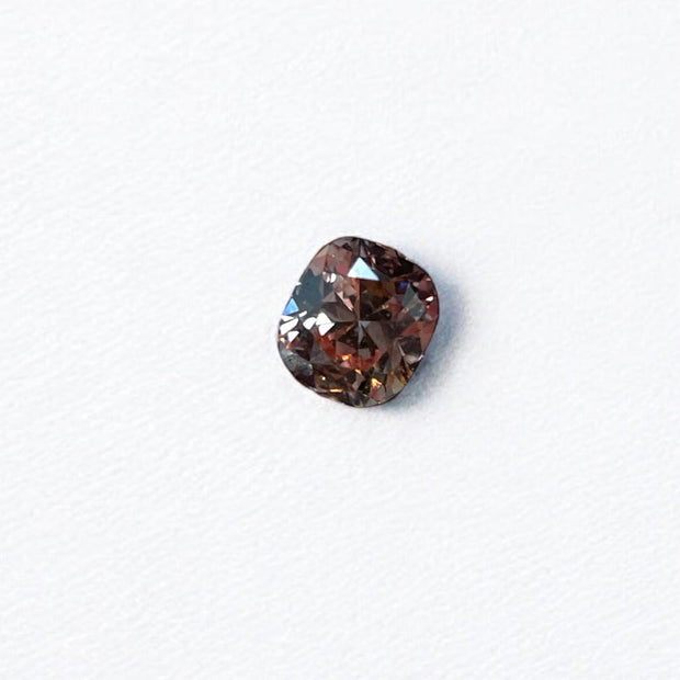 GIA Certified 0.11ct Fancy Brownish Orangy Pink Cushion Natural Diamond