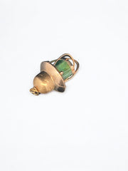 Vintage Green Emerald 18k Rose Gold hanging Lantern Charm Pendant