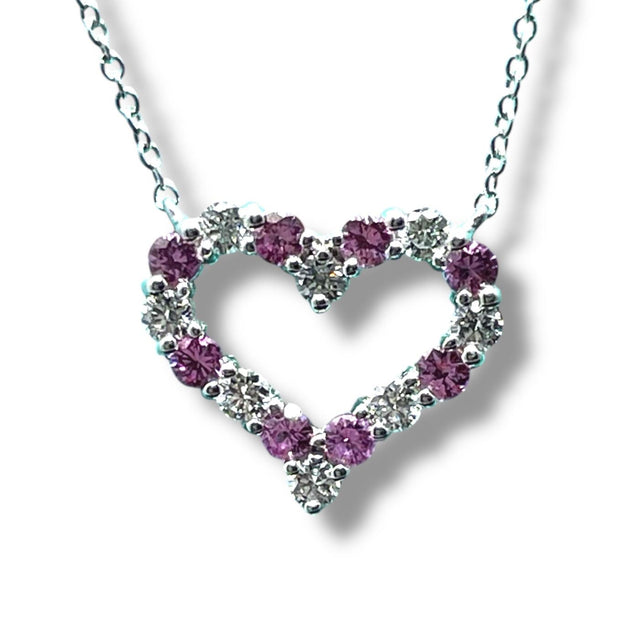 TIFFANY & CO. Platinum Pink Sapphire and Diamond Heart Pendant
