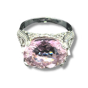 18k White Gold Kunzite and Diamond Ring