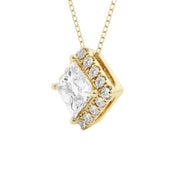 0.60 - 2.40 Total Carat Weight Princess Lab Grown Diamond Halo Pendant with Adjustable Chain