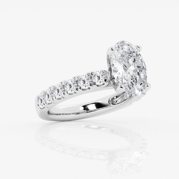 Oval Lab-Grown Diamond Engagement Ring with Split Prong Side Accents 1.75 - 4 Total Carat Weight