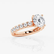 Round Lab-Grown Diamond Engagement Ring with Split Prong Side Accents 1.75 - 4 Total Carat Weight