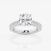 Round Lab-Grown Diamond Engagement Ring with Split Prong Side Accents 1.75 - 4 Total Carat Weight