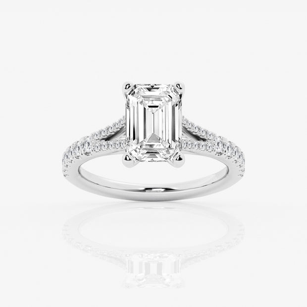 Emerald Lab Grown Diamond Split Shank Engagement Ring 1 - 3.30 Total Carat Weight