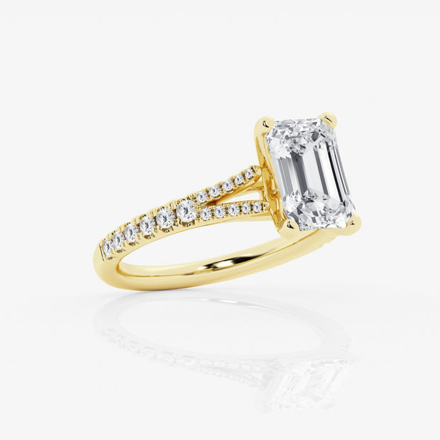 Emerald Lab Grown Diamond Split Shank Engagement Ring 1 - 3.30 Total Carat Weight