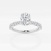 Lab-Grown Oval Diamond Station Engagement Ring 1.00 - 3.50 Total Carat Weight