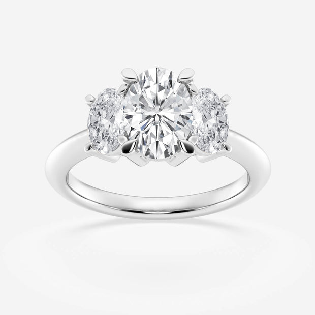 2 - 5 Total Carat Weight Oval Lab Grown Diamond Three-Stone Ring