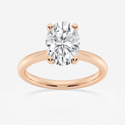 1 - 5 Carat Oval Lab Grown Diamond Petite Solitaire Engagement Ring