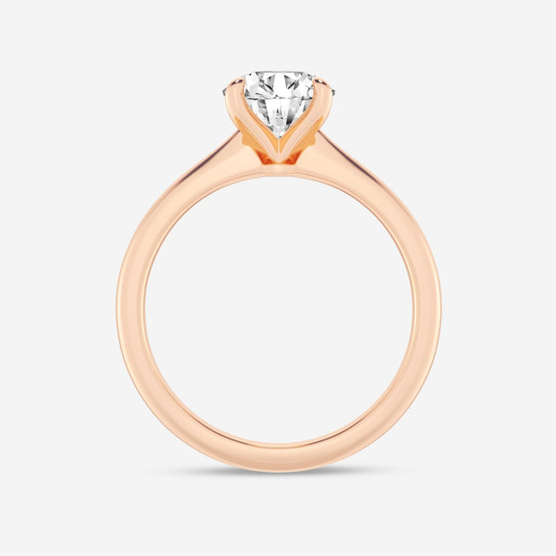 1 - 5 Carat Round Lab Grown Diamond Petite Solitaire Engagement Ring  14k Gold
