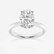 1 - 5 Carat Oval Lab Grown Diamond Petite Solitaire Engagement Ring