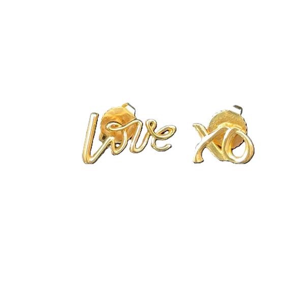 TIFFANY & CO. Paloma Picasso Graffiti 18k Yellow Gold Love & XO earrings