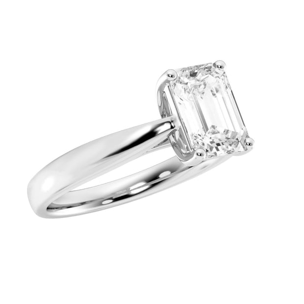 Trellis Solitaire Engagement Ring - Emerald Lab Grown Diamond - 0.50 - 2 Carat