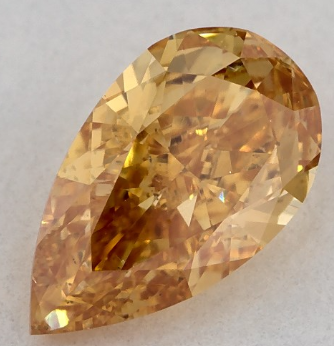 Gia Certified 1.00 Carat Fancy Orange Yellow Si1 Pear Brilliant Diamond