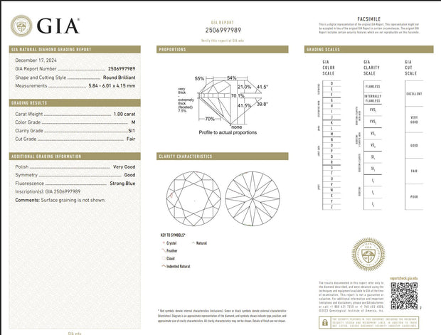 GIA Certified 1 Carat Diamond & Blue Sapphire Ring in 18k White Gold