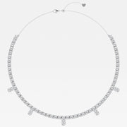 Oval Lab Grown Diamond Dangle Fashion Necklace with Adjustable Chain - 14 Total Carat Weight
