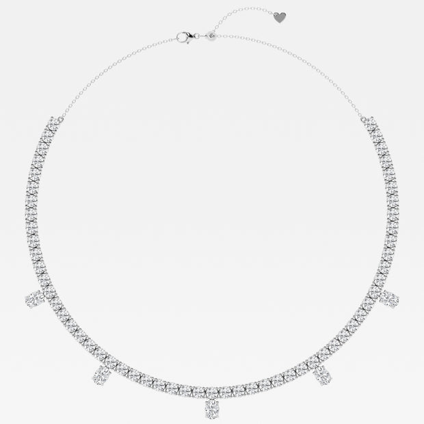 Oval Lab Grown Diamond Dangle Fashion Necklace with Adjustable Chain - 14 Total Carat Weight