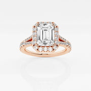 Emerald Lab-Grown Diamond Split Shank Halo Engagement Ring 1.2 - 2.6 Total Carat Weight