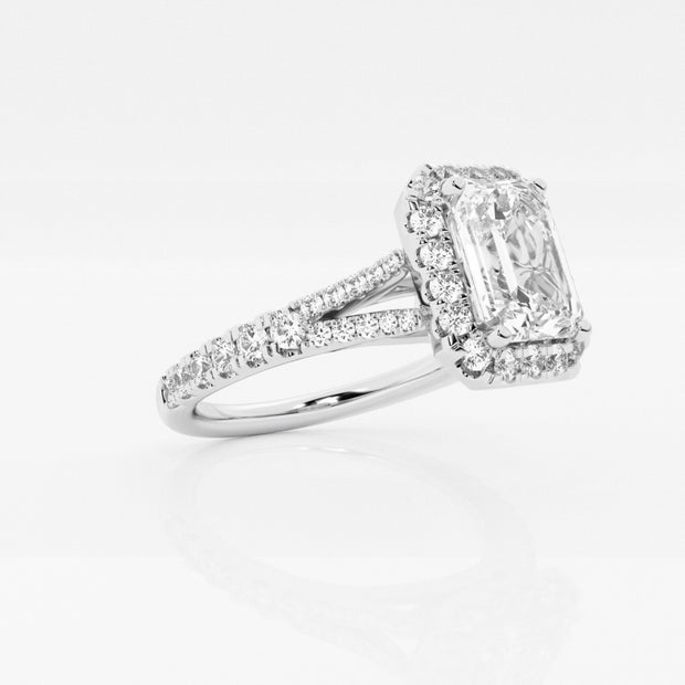 Emerald Lab-Grown Diamond Split Shank Halo Engagement Ring 1.2 - 2.6 Total Carat Weight
