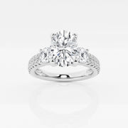 1.5 - 4 Total Carat Weight Oval Lab Grown Diamond Engagement Ring with Double Row Side Accents