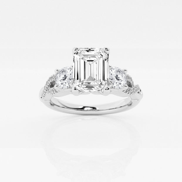 Swirl Design Emerald Lab Grown Diamond Engagement Ring 1.25 - 3.60 Total Carat Weight