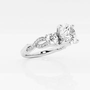Swirl Design Round Lab Grown Diamond Engagement Ring 1.25 - 3.60 Total Carat Weight