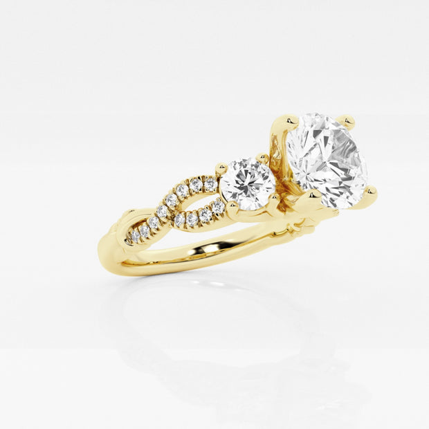 Swirl Design Round Lab Grown Diamond Engagement Ring 1.25 - 3.60 Total Carat Weight