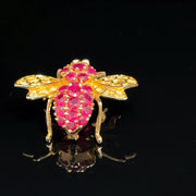 14k Yellow Gold Sapphire Bee Convertible Brooch/Pendant