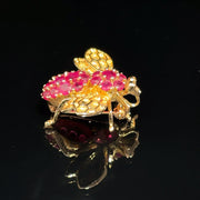 14k Yellow Gold Sapphire Bee Convertible Brooch/Pendant