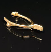 14k Yellow Gold Diamond Wishbone Pin
