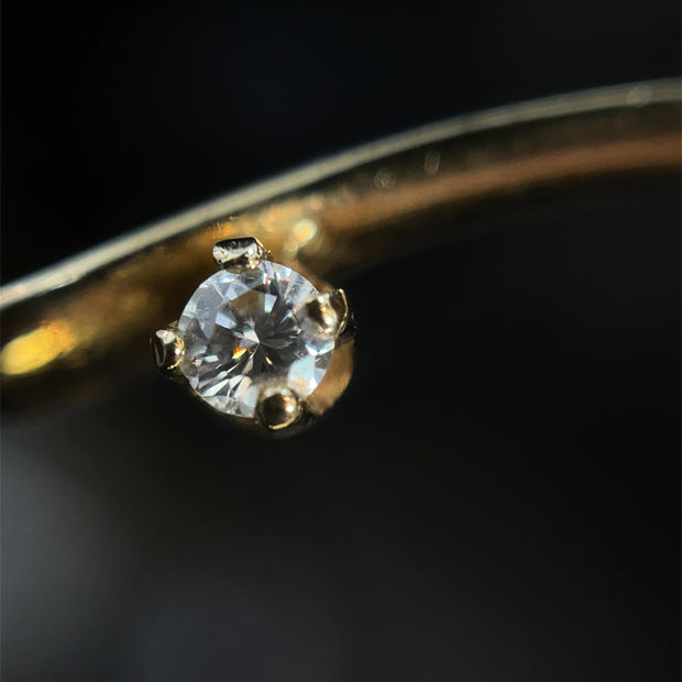 14k Yellow Gold Diamond Wishbone Pin