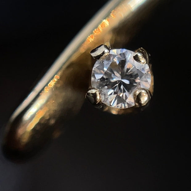 14k Yellow Gold Diamond Wishbone Pin