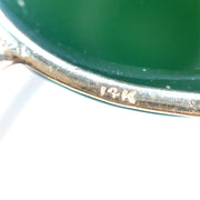 14K YELLOW GOLD SAPPHIRE EYES LARGE JADE BACK TURTLE BROOCH