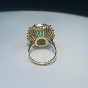14K Yellow Gold Emerald and Diamond Ballerina Ring