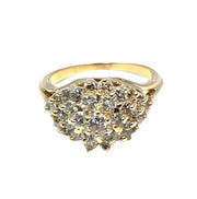 14K Yellow Gold Natural Diamond Cluster Ring