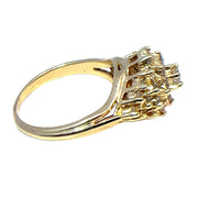 14K Yellow Gold Natural Diamond Cluster Ring