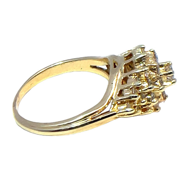 14K Yellow Gold Natural Diamond Cluster Ring