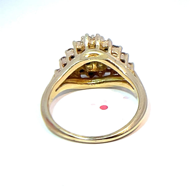 14K Yellow Gold Natural Diamond Cluster Ring
