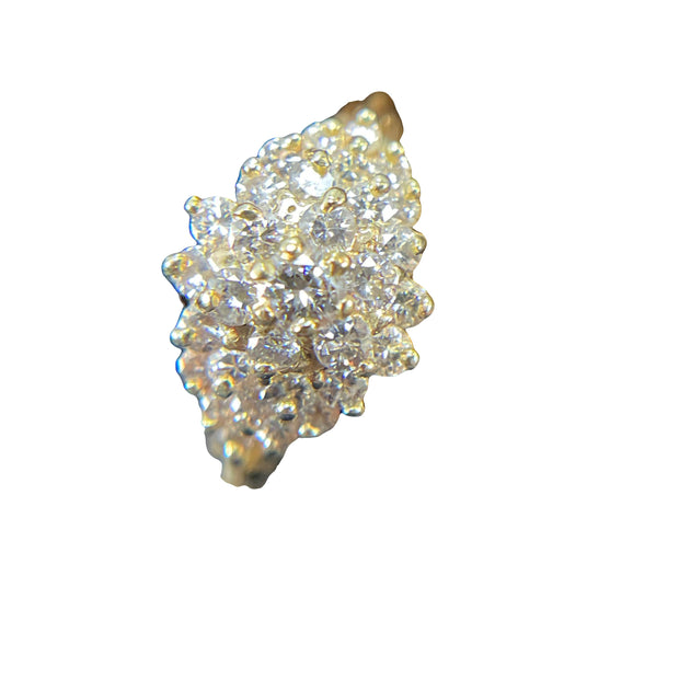14K Yellow Gold Natural Diamond Cluster Ring