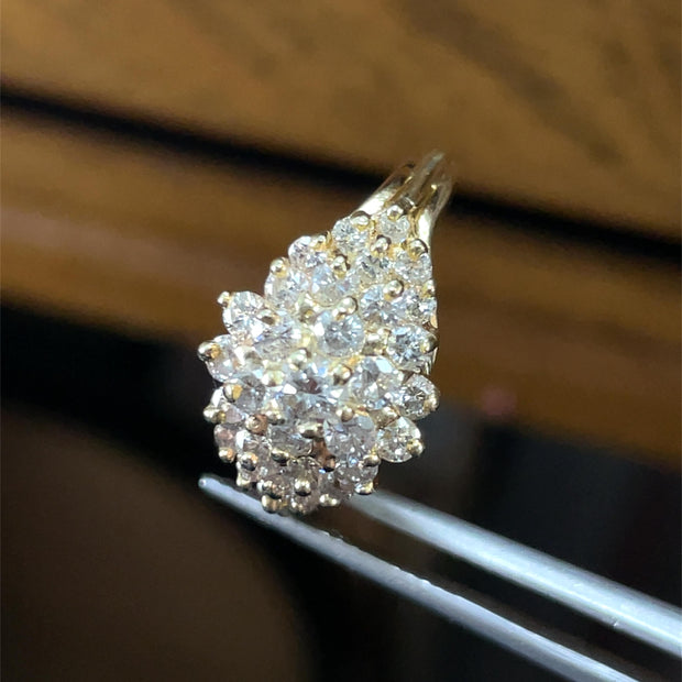 14K Yellow Gold Natural Diamond Cluster Ring