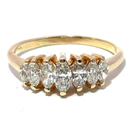 14K Yellow Gold Marquise Cut Natural Diamond Ring