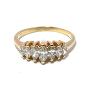 14K Yellow Gold Marquise Cut Natural Diamond Ring